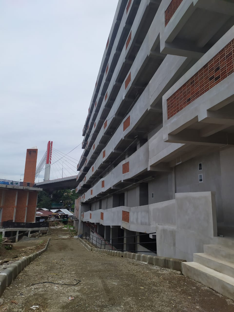 A construction site with workers and machinery